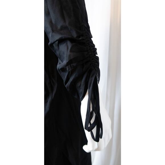 RACHEL COMEY Black Silk Midi 3/4 Ruched Floss Sleeve US 2 - Picture 8 of 13